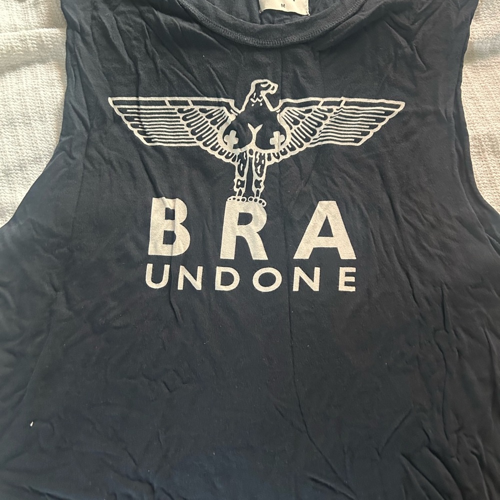 UNIF Black Muscle Tee with Geometric Eagle Design